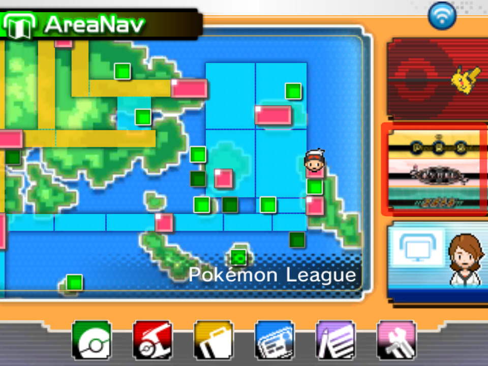 Selecting PlayNav in the PokéNav Plus. / Pokémon Omega Ruby and Alpha Sapphire