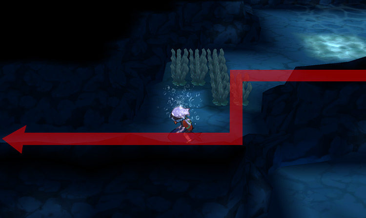 A narrow pathway leading to the Mind Plate’s location.