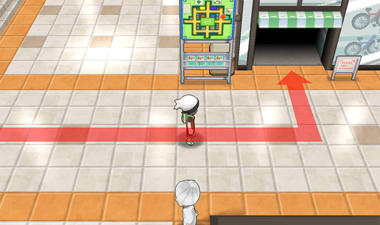Finding Rydel’s Cycles in the corner in Mauville City.