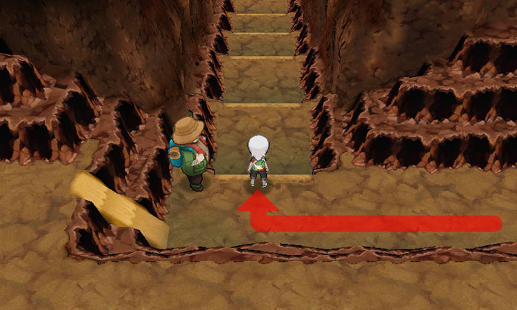 Arriving at the set of stairs inside Granite Cave