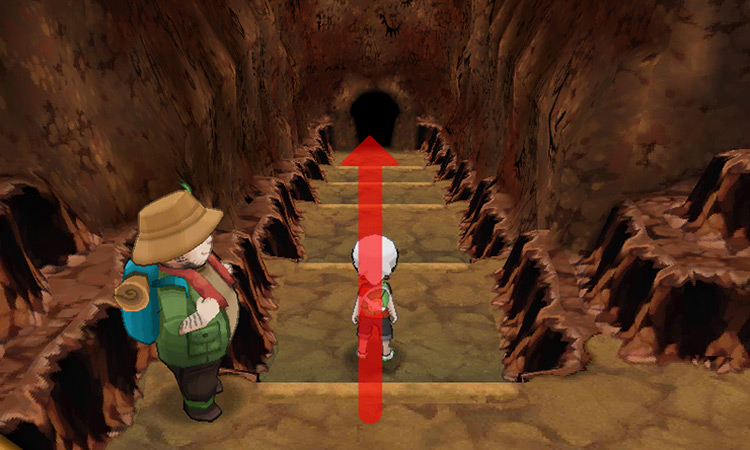 Heading down the set of stairs and towards the room in the depths of Granite Cave