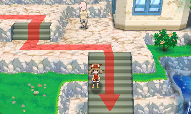 Passing by an NPC down the stairs