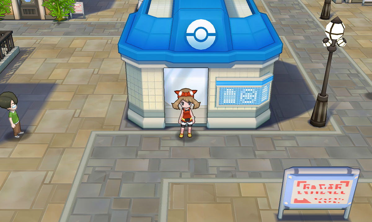 Standing outside the Rustboro City Poké Mart / Pokémon Omega Ruby and Alpha Sapphire