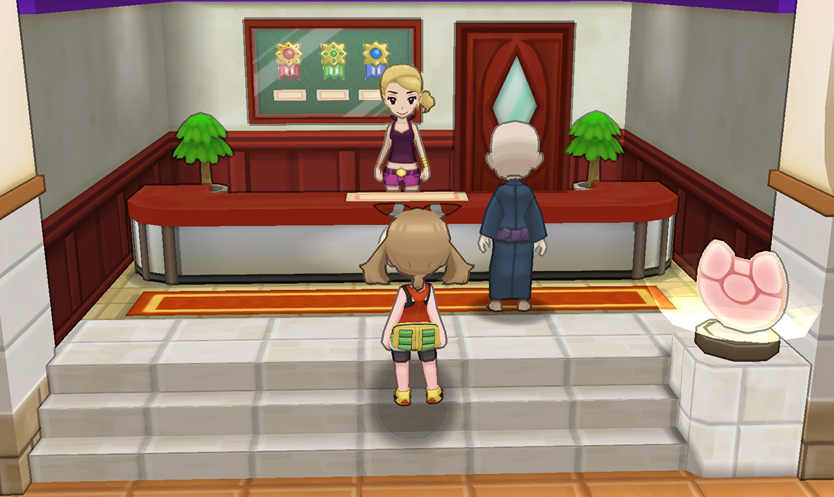 Standing in front of the Ritzy Ribbon Retail counter / Pokémon Omega Ruby and Alpha Sapphire