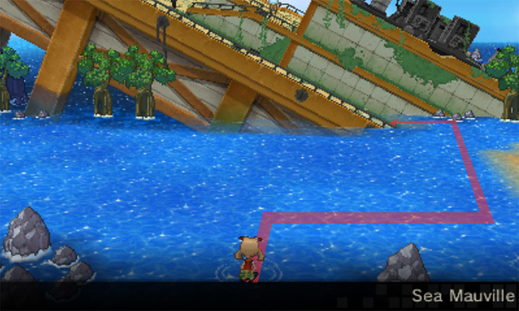 Surfing in front of the sunken ship