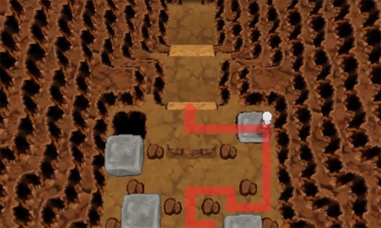 Pushing the last boulder into the hole