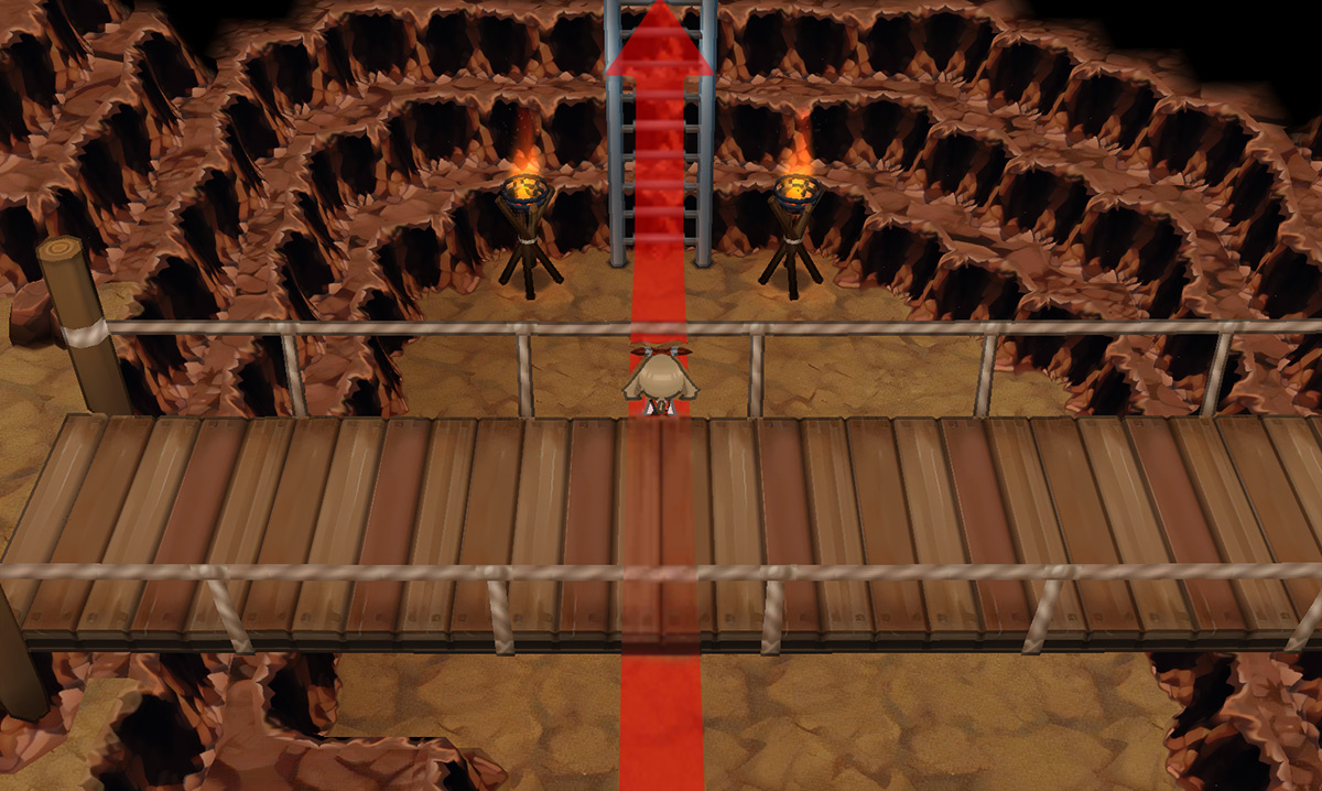 The ladder that leads to the second floor of Victory Road